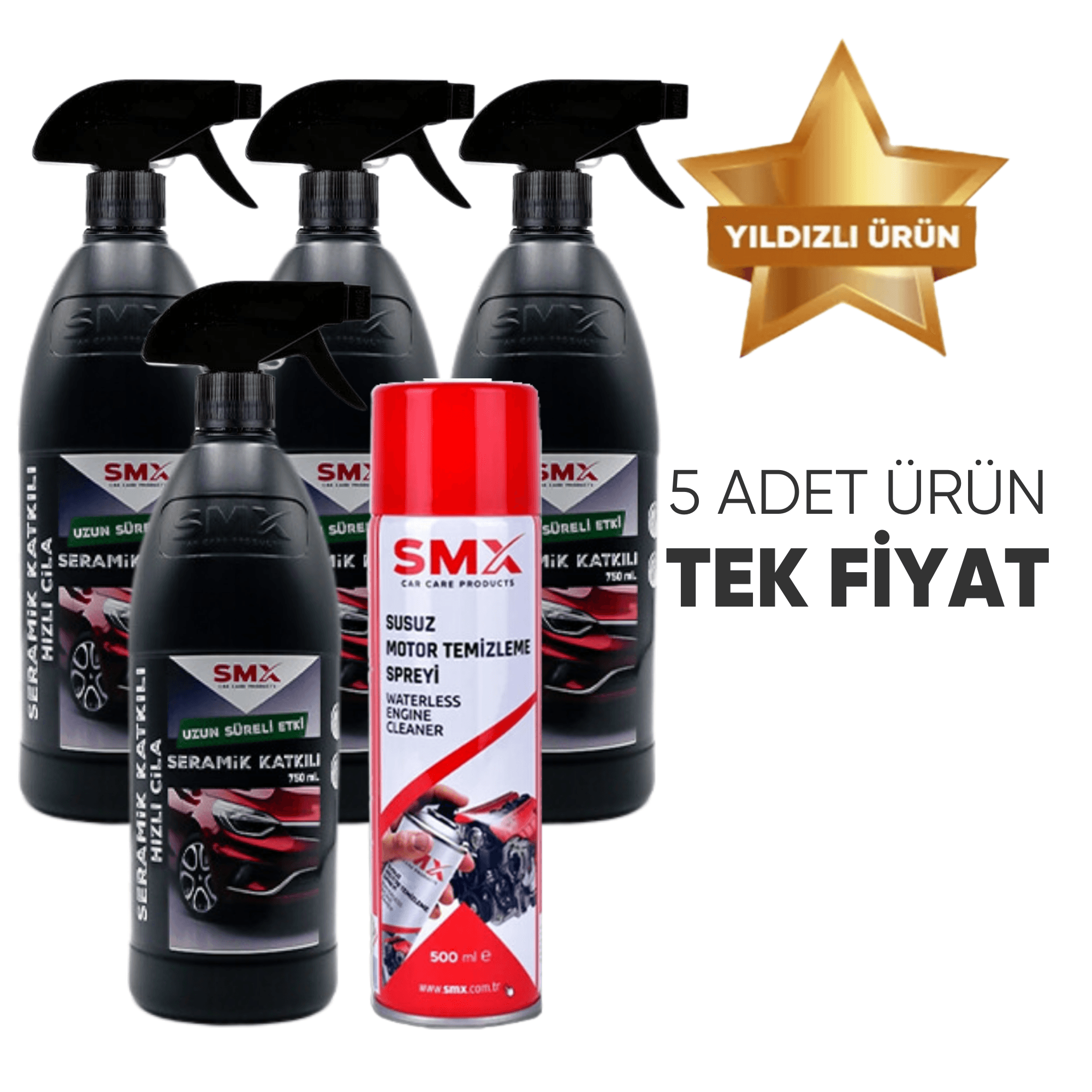 Seramik Katkılı Hızlı ve Pratik Cila 4 Adet 750ml.+ Susuz Motor Temizleme Spreyi 500 Ml