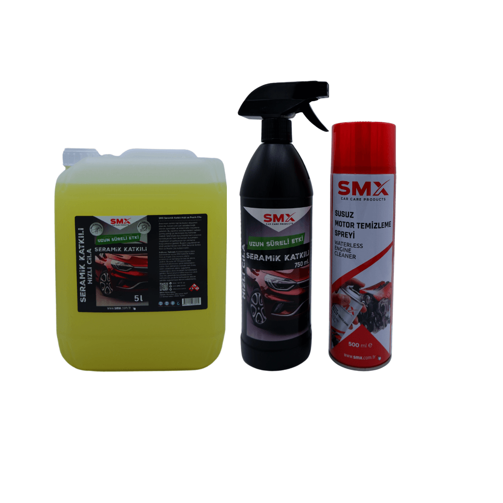 Seramik Katkılı Hızlı ve Pratik Cila 5 Lt + Seramik Katkılı Hızlı ve Pratik Cila 750ml. + Susuz Motor Temizleme Spreyi 500 Ml