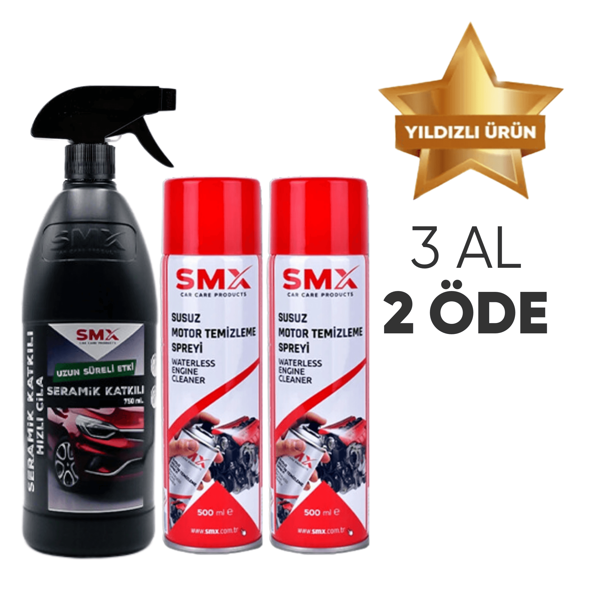 Susuz Motor Temizleme Spreyi 2 Adet 500 Ml + Seramik Katkılı Hızlı ve Pratik Cila 750mL. 🎁 3 Adet Al, 2 Öde!