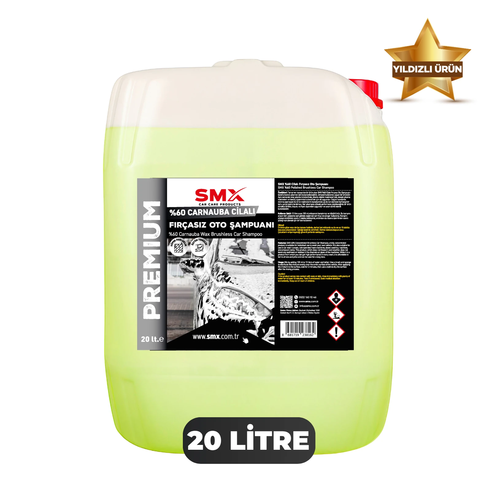 60 Carnauba Cilalı Fırçasız Oto Şampuanı 20 lt