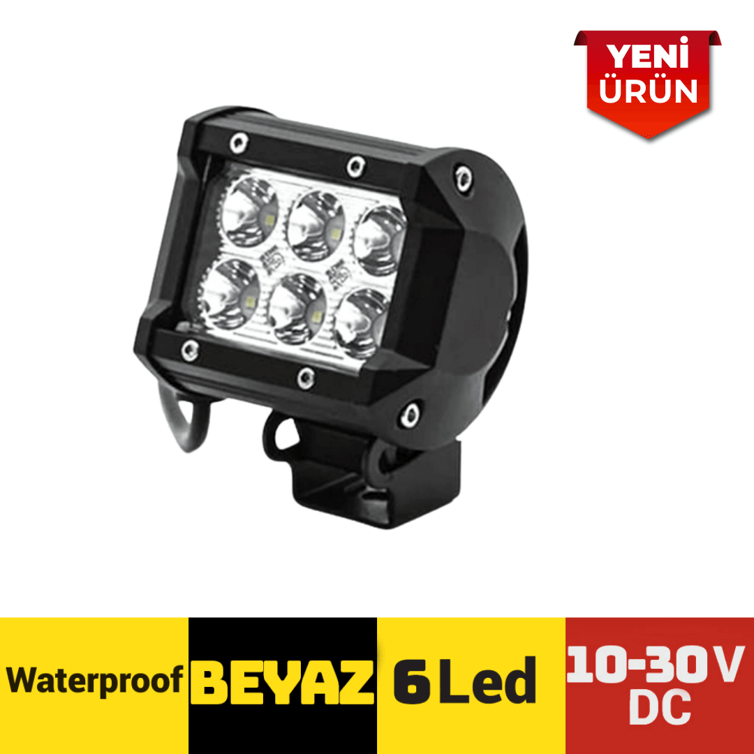 10-30V 6 Ledli Çakarlı BEYAZ OFF-ROAD Projektör Lambası 301 0591