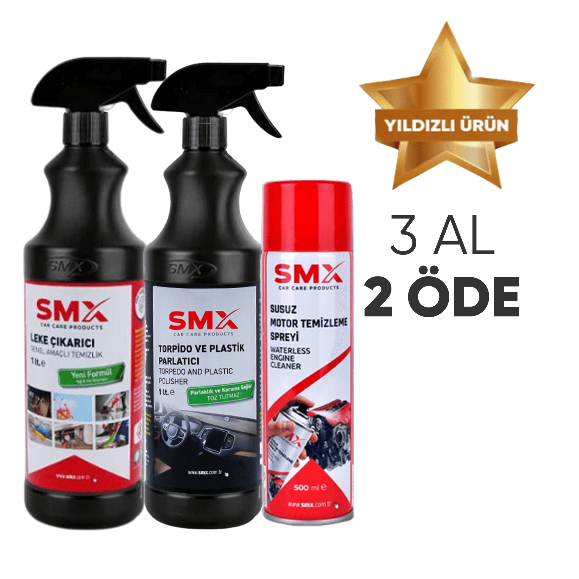 Susuz Motor Temizleme Spreyi 500 Ml + Leke Çıkarıcı /Genel Amaçlı Temizlik Ürünü 1Lt.+ Torpido ve Plastik Parlatıcı 750 ml.(ARAÇ BAKIM SETİ-4)  🎁 3 Adet Al, 2 Öde!