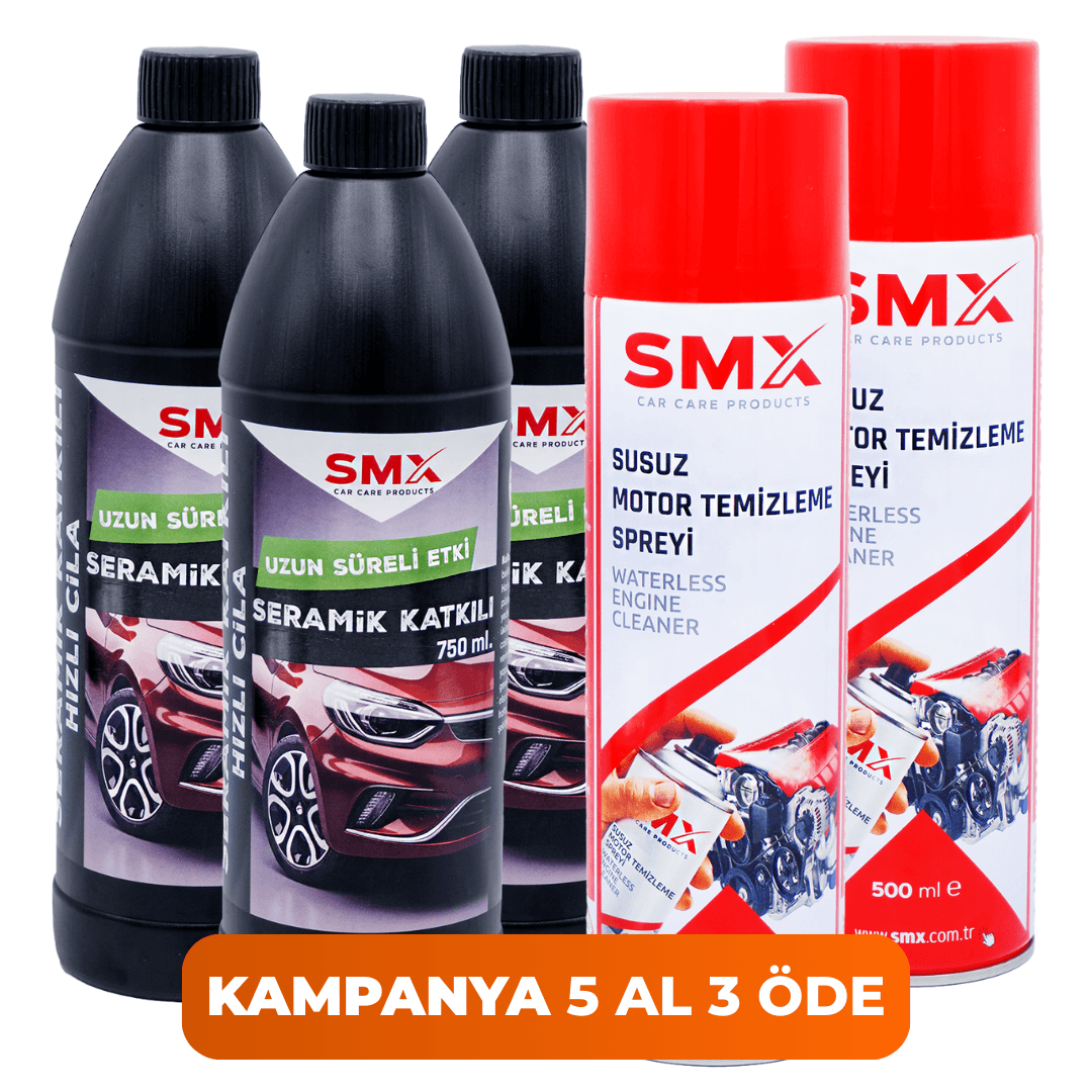 Seramik Katkılı Hızlı ve Pratik Cila 750 ml 3 Adet + Susuz Motor Temizleme Spreyi 500 ml 2 Adet 🎁 5 Adet Al, 3 Öde!