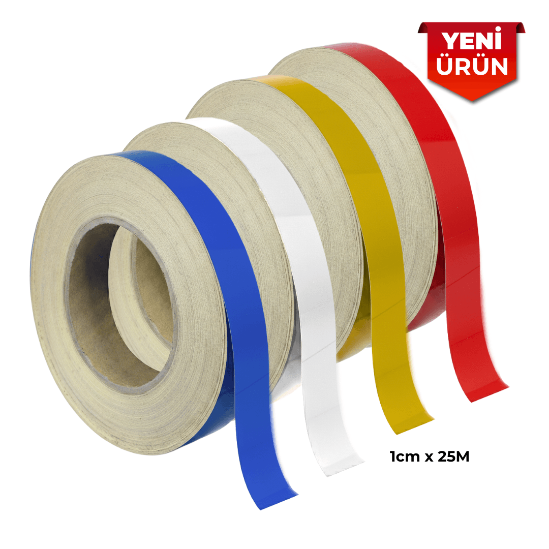 Reflektif Fosforlu Şerit Bant, Düz Reflekte İkaz Bandı 1cm x 25M