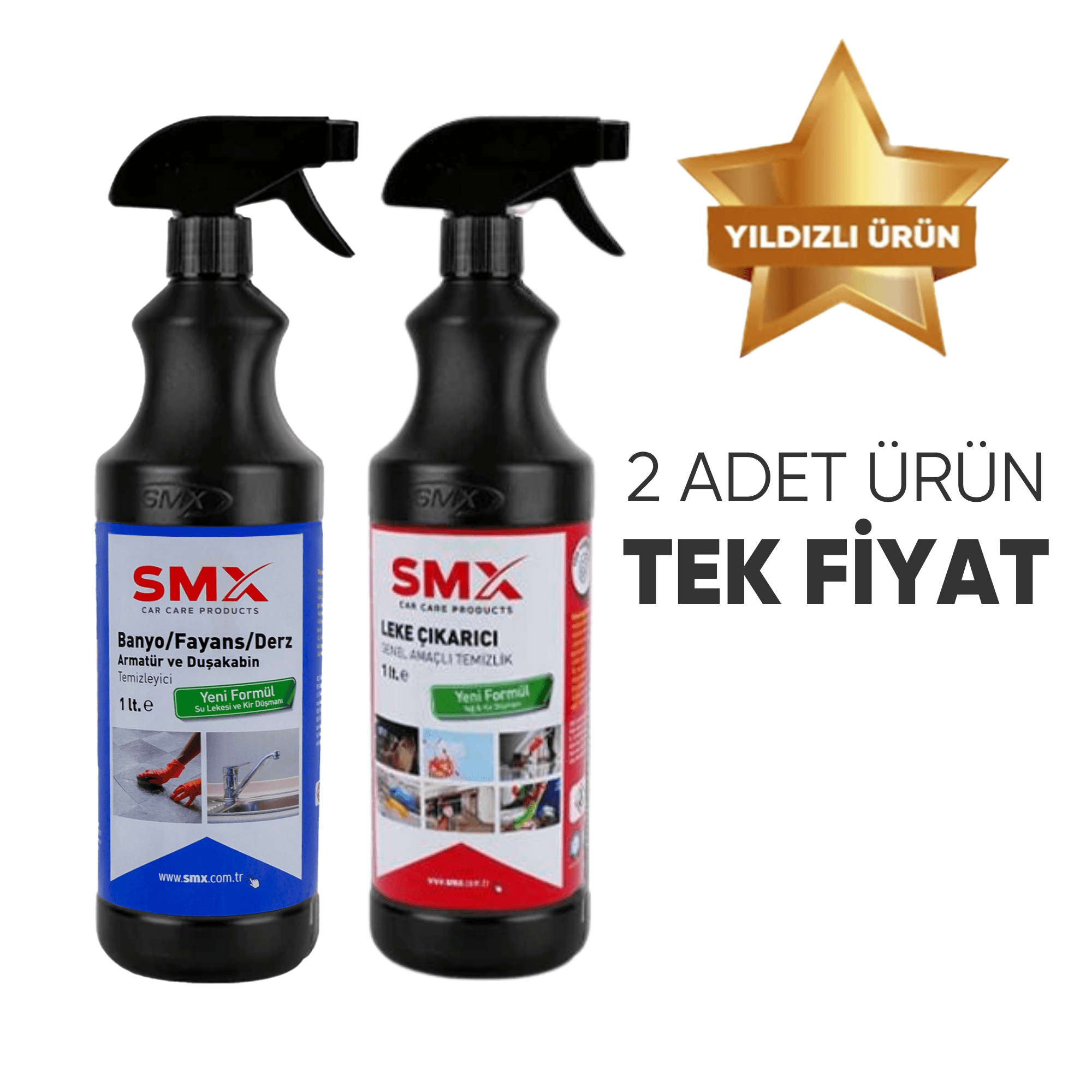 Banyo-Fayans-Derz-Armatür ve Duşakabin Temizleyici 1 Lt.+  Leke Çıkarıcı /Genel Amaçlı Temizlik Ürünü 1 Lt.(2'Lİ EV TEMİZLİK SETİ)