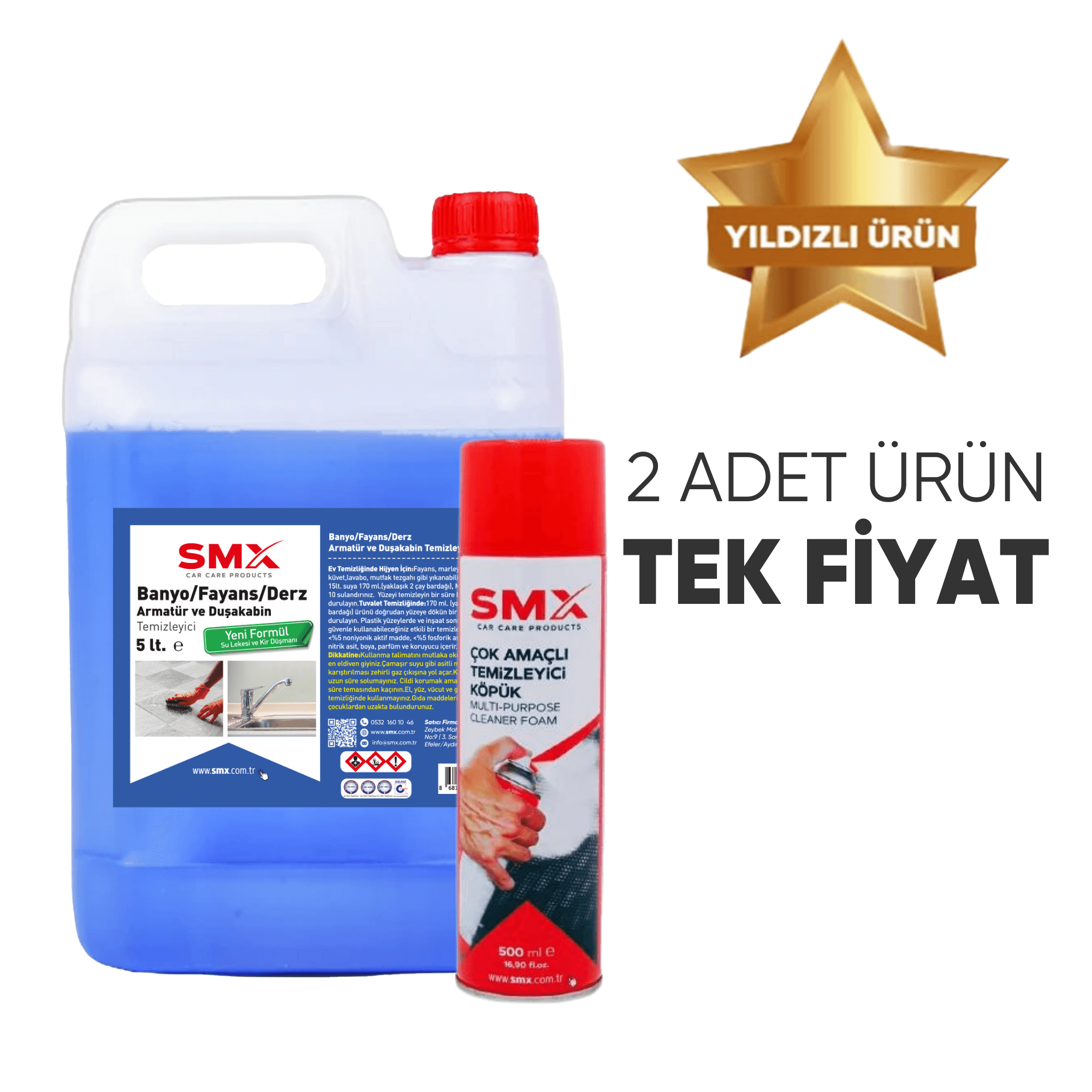 Banyo Fayans Duşakabin ve Derz Temizleyici 5LT +Çok Amaçlı Temizleyici Köpük 500 Ml