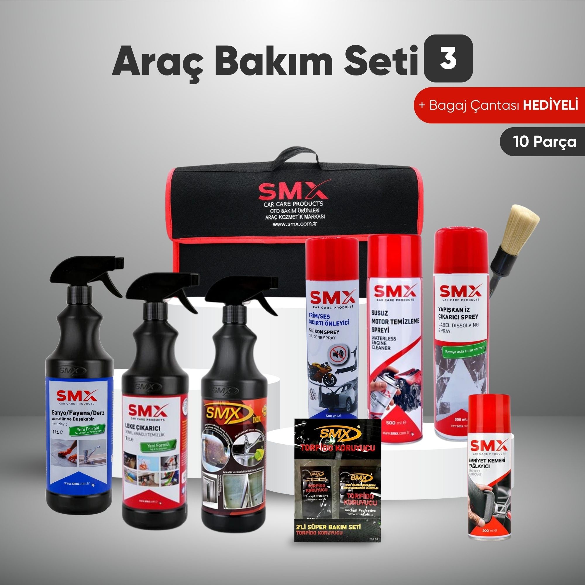 Araç Bakım Seti 3 + Hediye Bagaj Çantası