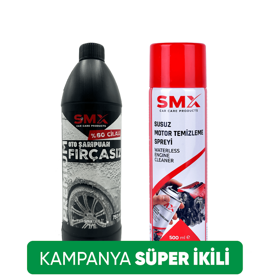 Premium %60 Cilalı Fırçasız Oto Şampuanı 750 ml+  Susuz Motor Temizleme Spreyi 500 Ml