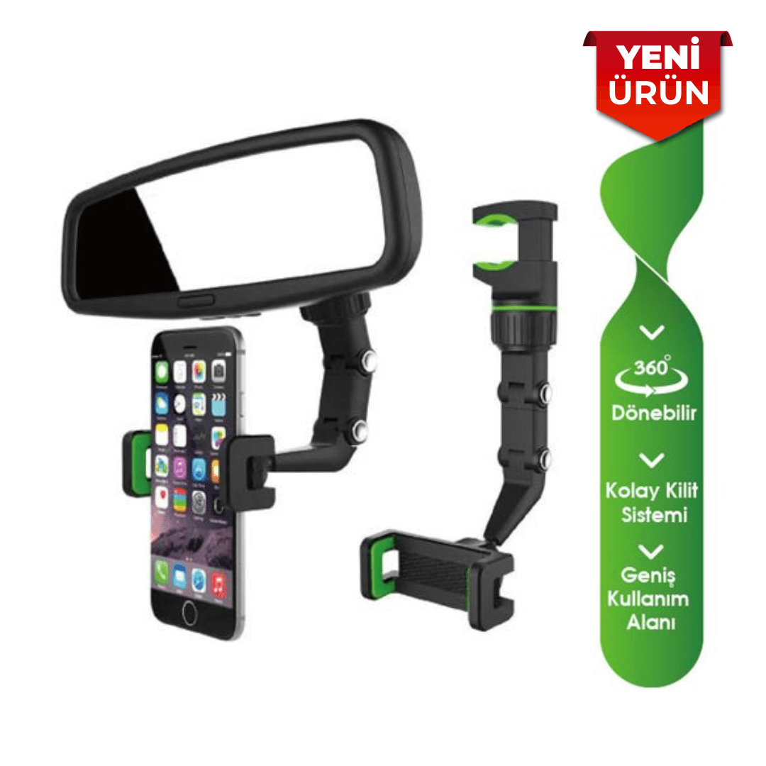 Araç İçi Dikiz Aynasına Monte Edilebilen Telefon Tutucu – 360° Dönebilen BR5901960