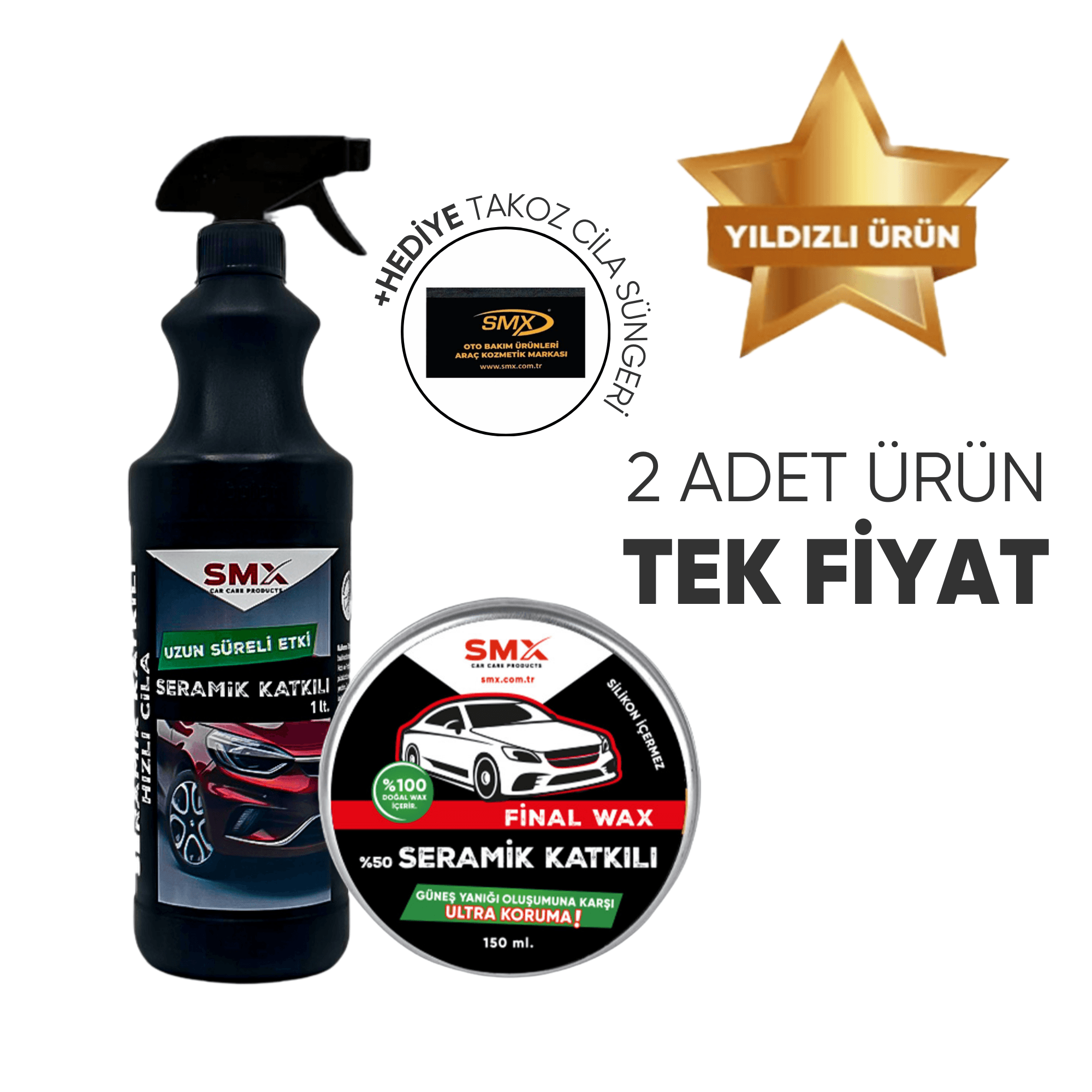 Final Wax 150 Ml  + Seramik Katkılı Hızlı ve Pratik Cila  1 lt.+ Hediye Takoz Cila Süngeri 