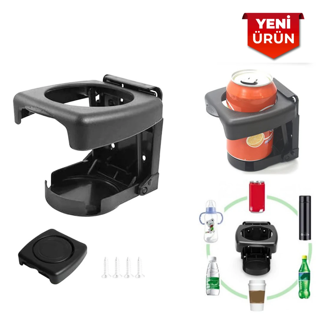 Katlanabilir Otomatik Araç Bardaklığı – Siyah Plastik Organizer 1011