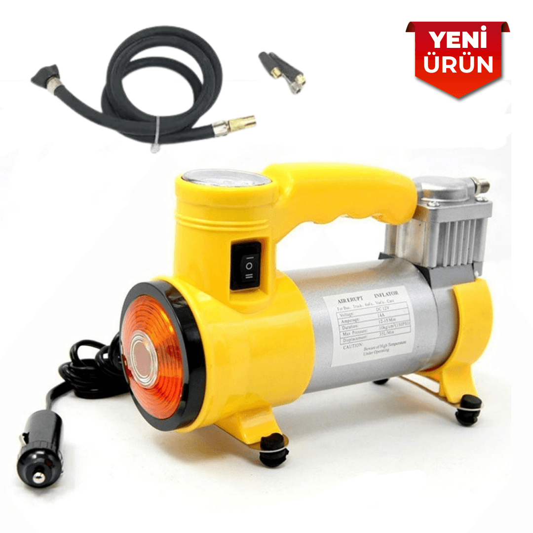 12V Işıklı Metal Gövdeli Hava Kompresörü, 150 PSI - OSN-0256