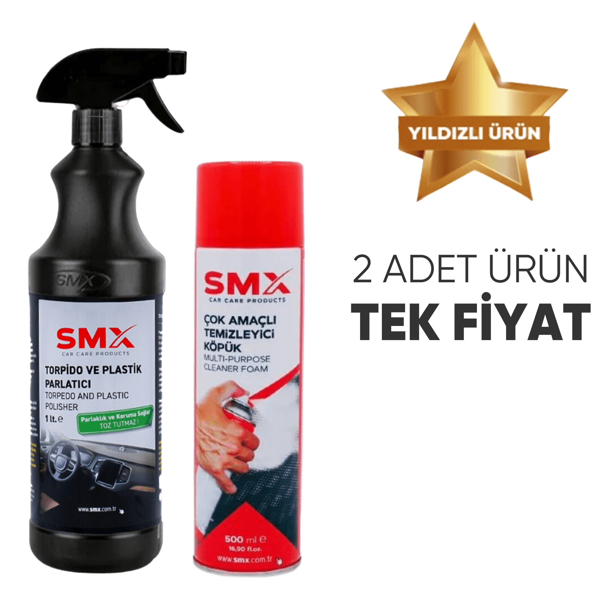 Çok Amaçlı Temizleyici Köpük Sprey 500 Ml + Torpido Plastik Parlatıcı 750 ml.