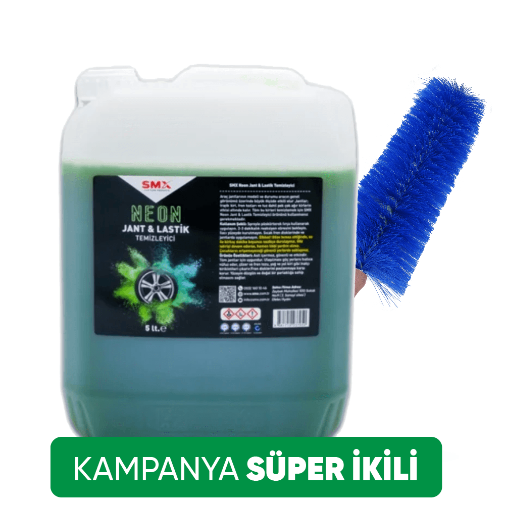 Neon Jant & Lastik Temizleyici 5 Lt.  + Jant Temizleme Fırçası 