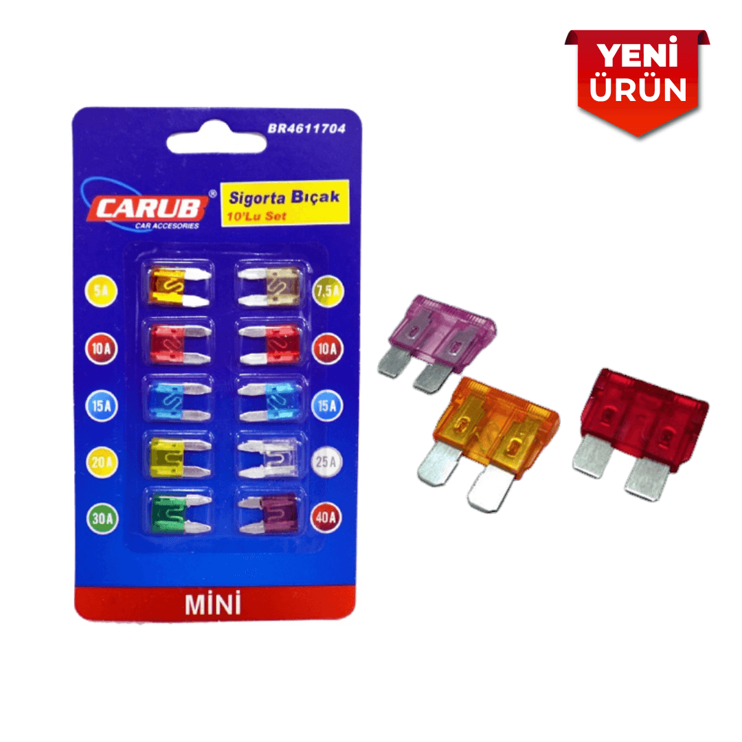 10'lu Mini Bıçak Sigorta Seti Oto Elektrik Sigortası BR 461 1704