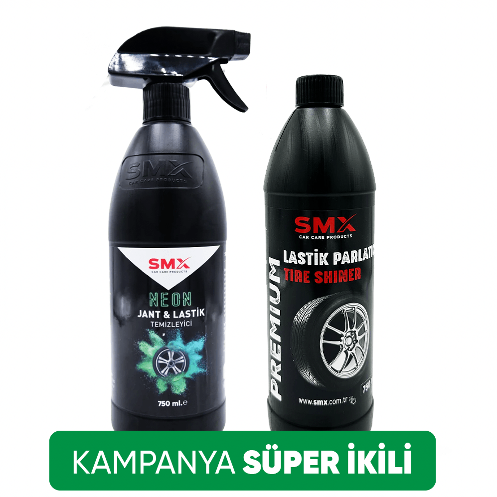 Neon Jant & Lastik Temizleyici 750 ml.+ Lastik Parlatıcı 750 ml+ Lastik Süngeri