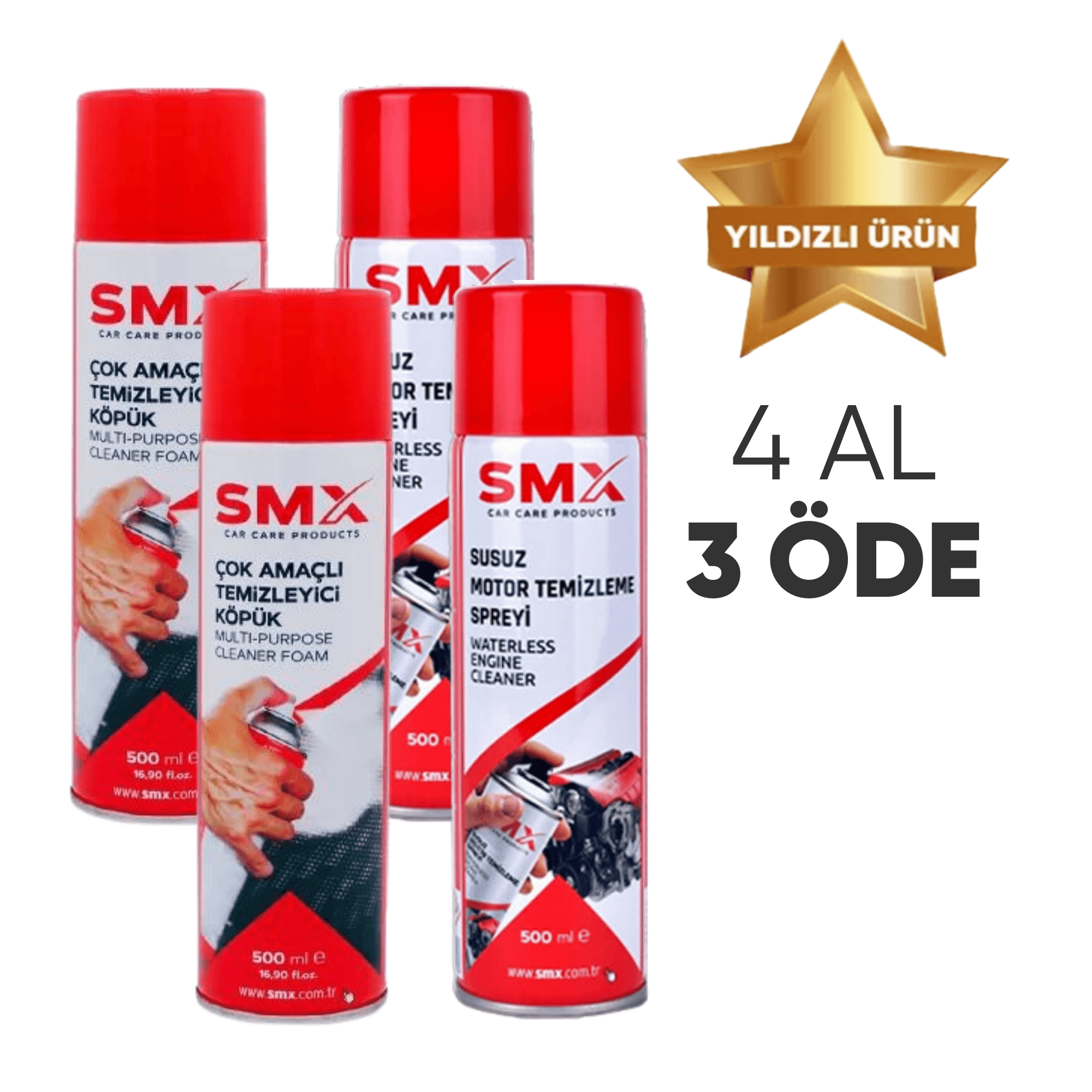 2 Adet Susuz Motor Temizleme Spreyi 500 mL + 2 Adet Çok Amaçlı Temizleyici Köpük 500 Ml 🎁 4 Adet Al, 3 Öde! 