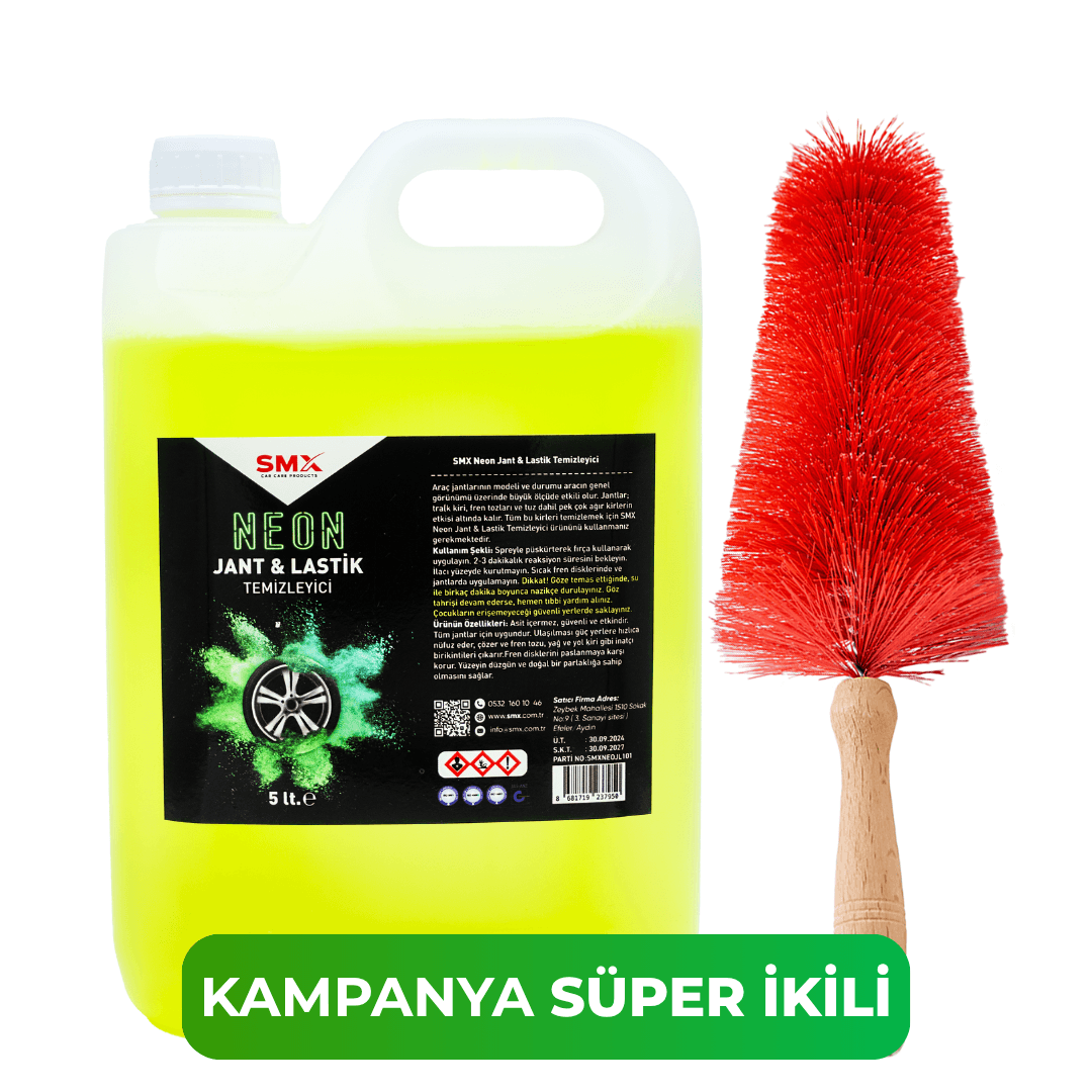 Neon Jant & Lastik Temizleyici 5 Lt.  + Jant Temizleme Fırçası 