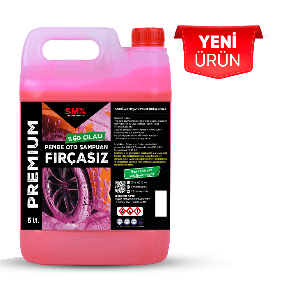 %60 Cilalı Fırçasız Pembe Oto Şampuan 5 lt.