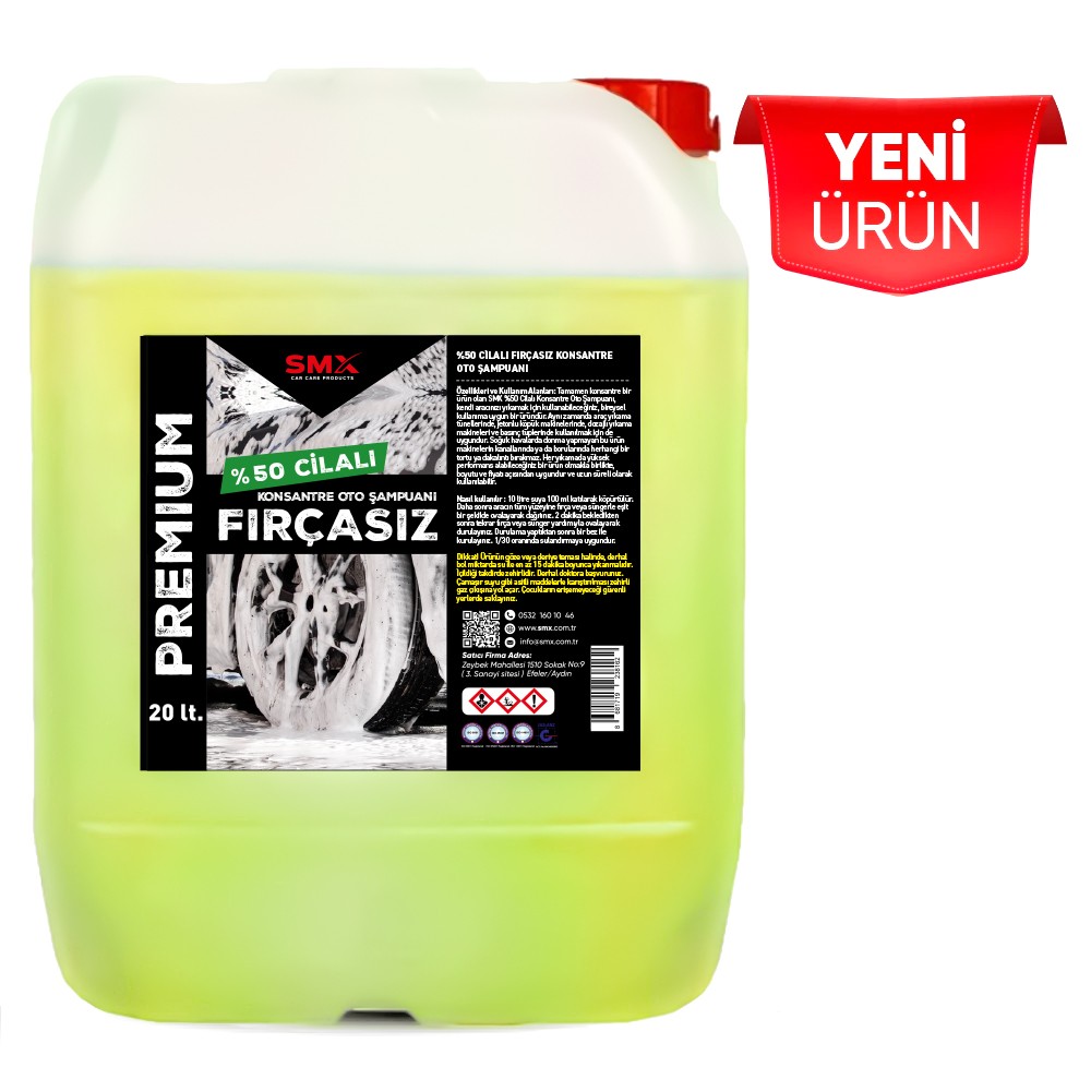 %50 CİLALI KONSANTRE FIRÇASIZ OTO ŞAMPUANI (20 LT) 