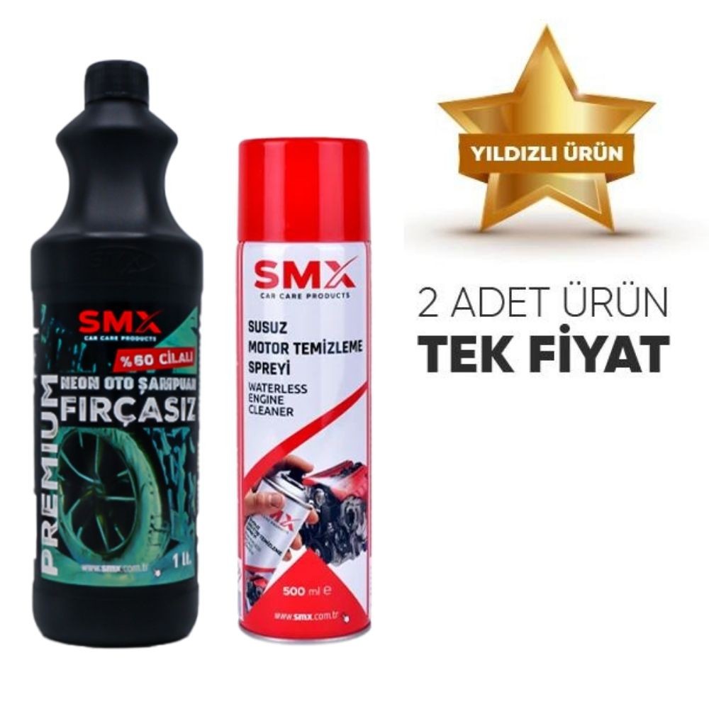 Neon %60 Cilalı Fırçasız Oto Şampuanı 1 Lt +  Susuz Motor Temizleme Spreyi 500 Ml