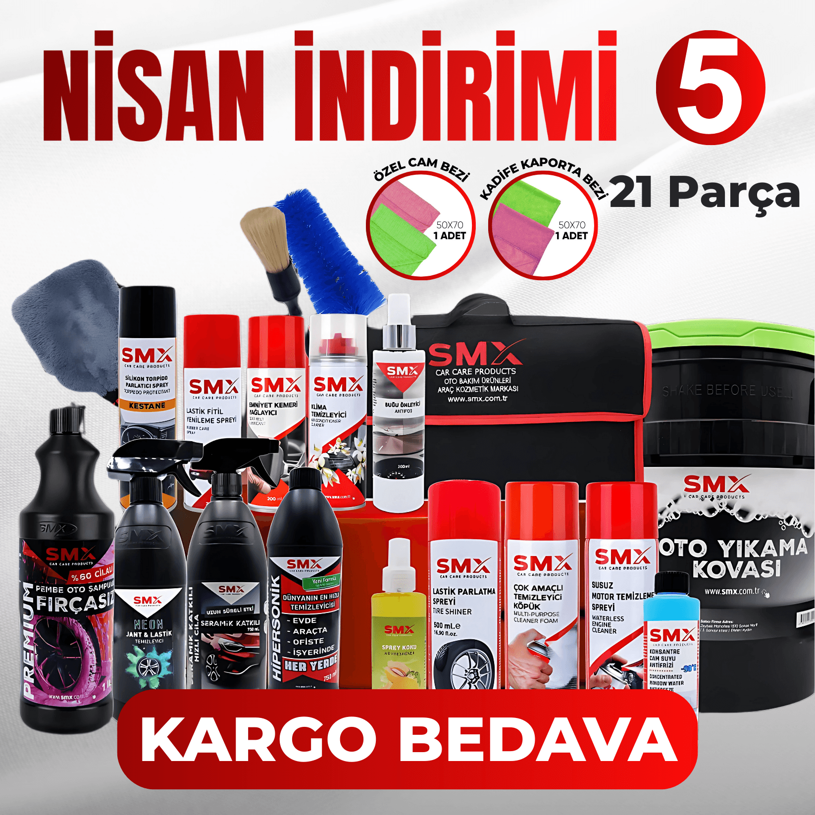 Nisan İndirimi 5  Kova Hediye ve Bagaj Çantası (21 Parça)