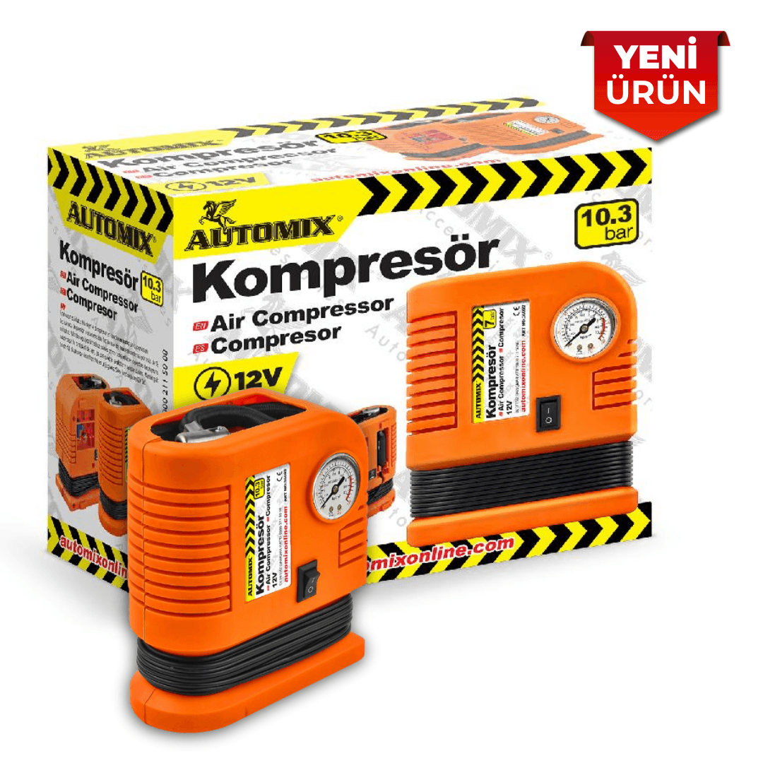 Turuncu 12V Taşınabilir Araç Kompresör, 10.3 BAR Lastik Şişirme Pompası 36092