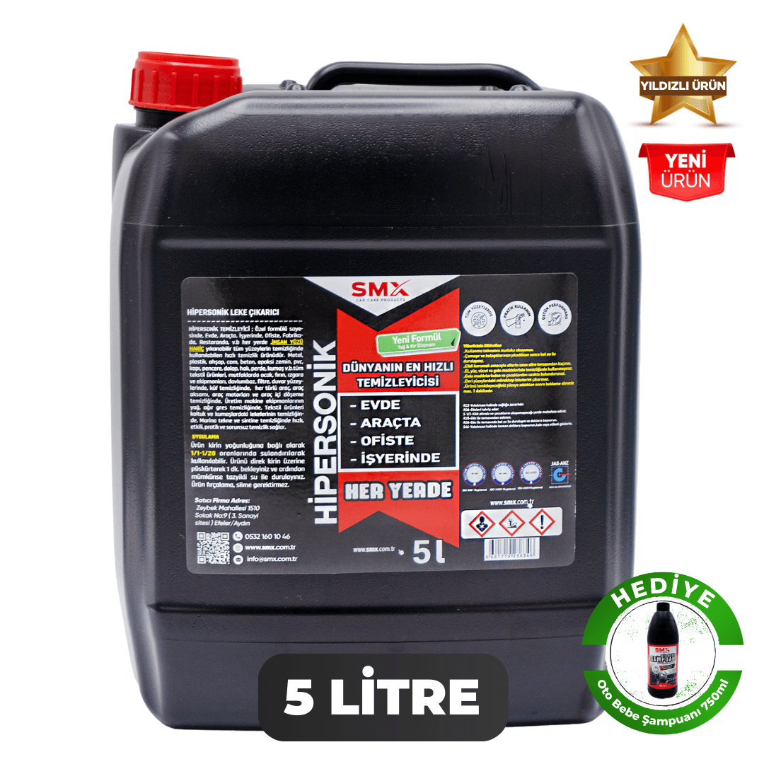 HİPERSONİK - Dünyanın En Hızlı Temizleyicisi 5 KG / Oto Bebe Şampuanı Hediye 