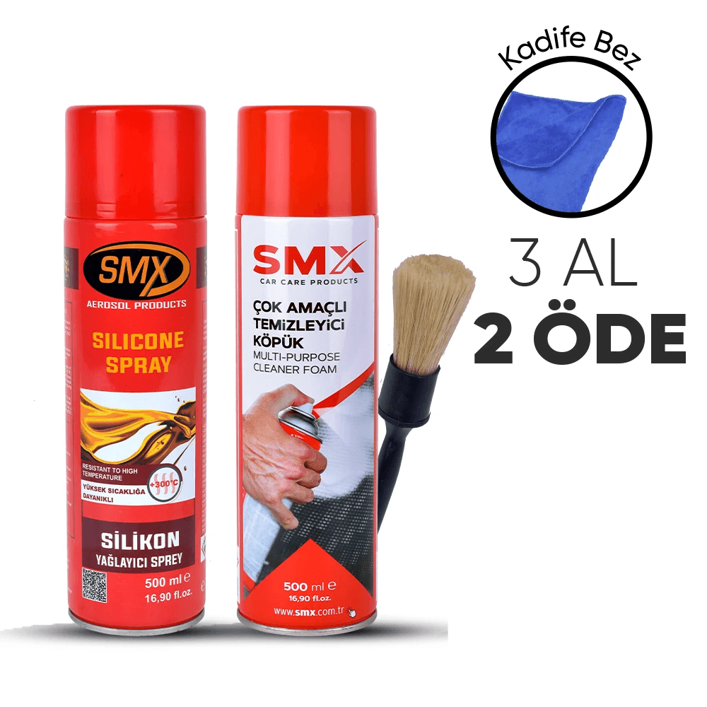 Silikon Yağlayıcı Sprey + Çok Amaçlı Temizleyici Köpük + Detay Fırça + Kadife Bez Hediye 🎁 3 Adet Al, 2 Öde! ( sanruf )