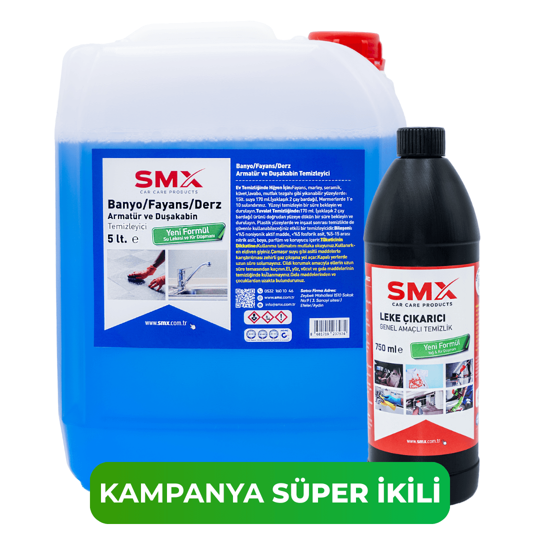 Leke Çıkarıcı /Genel Amaçlı Temizlik Ürünü 750ml + Banyo-Fayans-Derz-Armatür ve Duşakabin Temizleyici 5 Lt. ( EV TEMİZLİK SETİ-2)