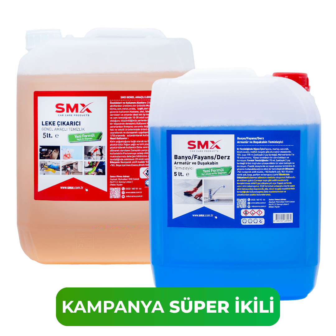 Banyo-Fayans-Derz-Armatür ve Duşa Kabin Temizleyici 5Lt. + Leke Çıkarıcı Genel Amaçlı Temizlik Ürünü 5 Lt.