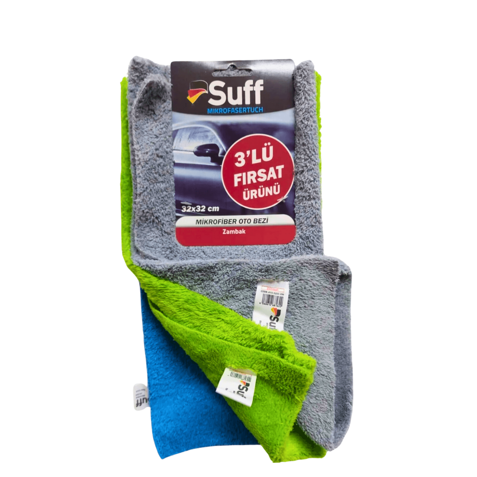 Suff Zambak Mikrofiber Oto Temizlik Bezi 3'lü Set 32x32 1622