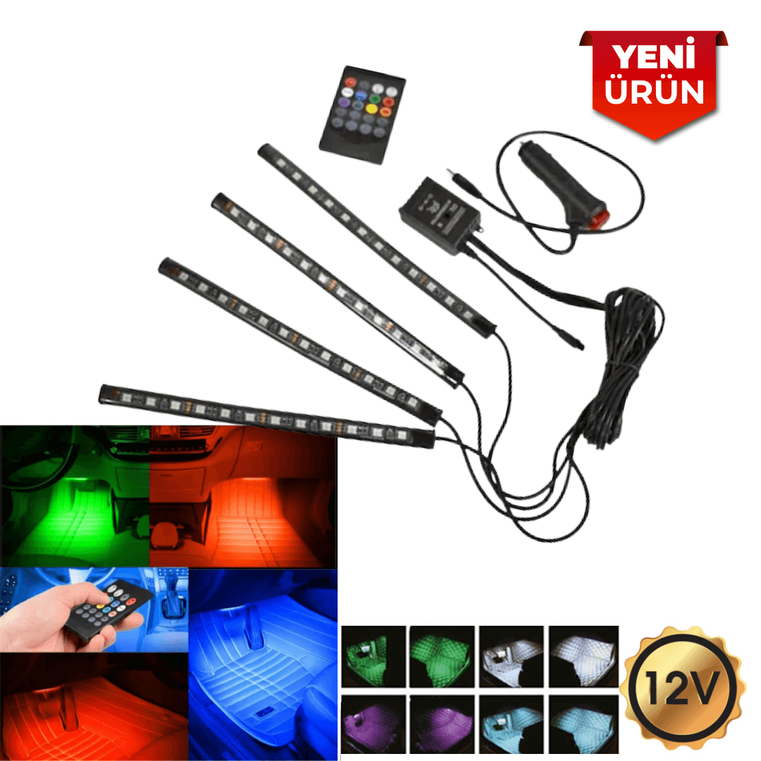 4’lü Ayak Altı LED Lamba 12V – Kumandalı