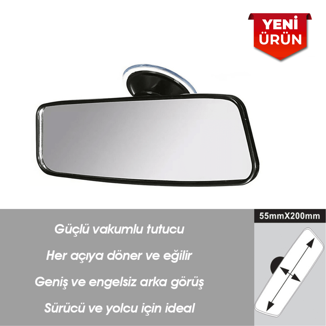 İç Dikiz Ayna Vantuzlu, 20 cm, Geniş Görüşlü Araç İçi Ayna BR0221172