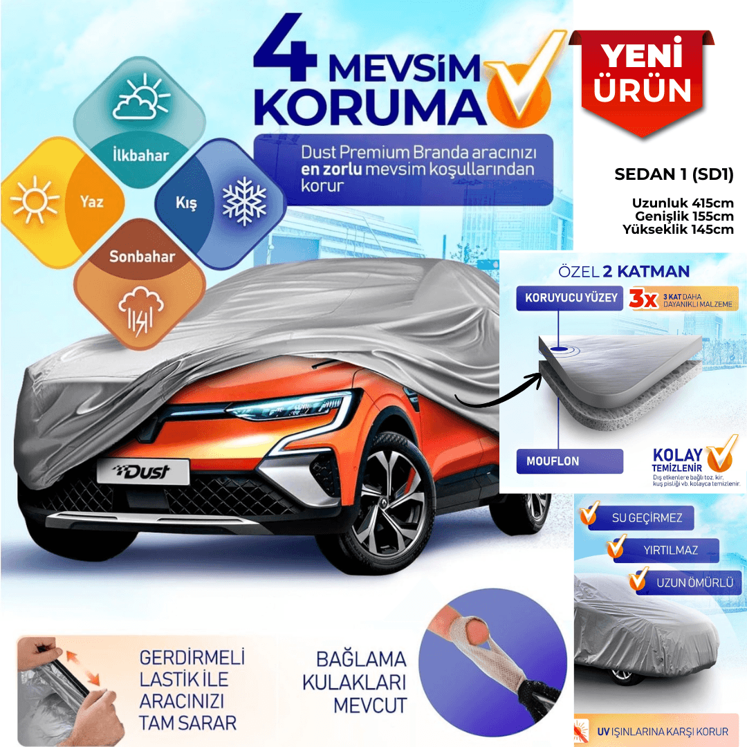 Oto Branda, Su Geçirmez Müflonlu Dış Mekan Araba Örtüsü, 4 Mevsim Oto Branda