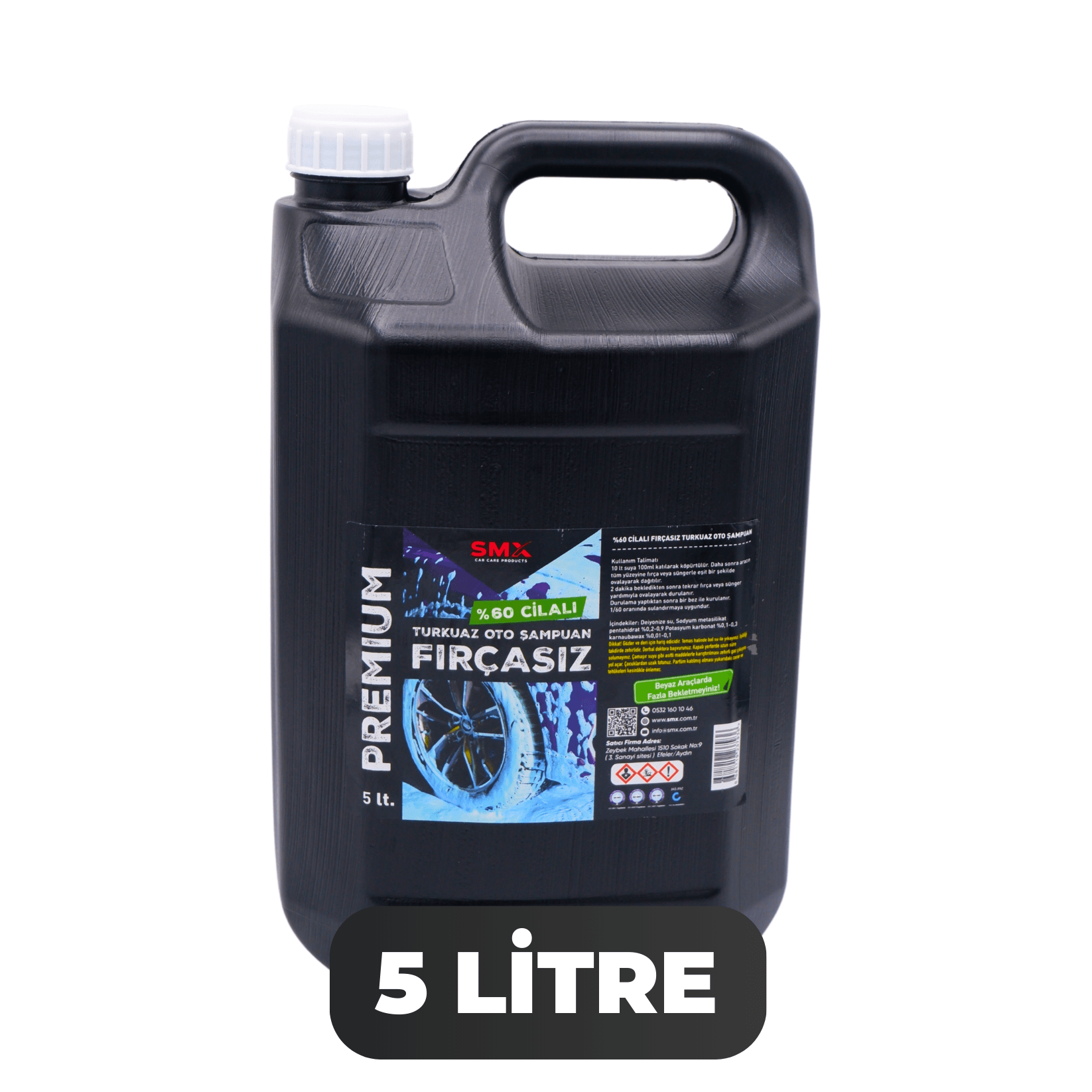 Premium %60 Cilalı Turkuaz Fırçasız Oto Şampuanı 5 lt.