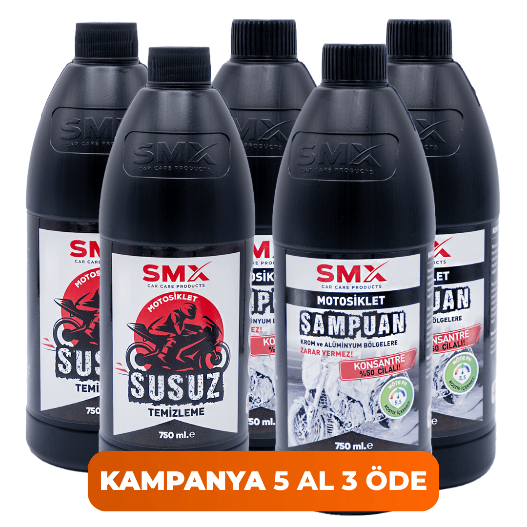 Motosiklet Şampuanı 750 ml 3 Adet +Motosiklet Susuz Temizleme 750 ml 2 Adet 🎁 5 Al, 3 Öde!