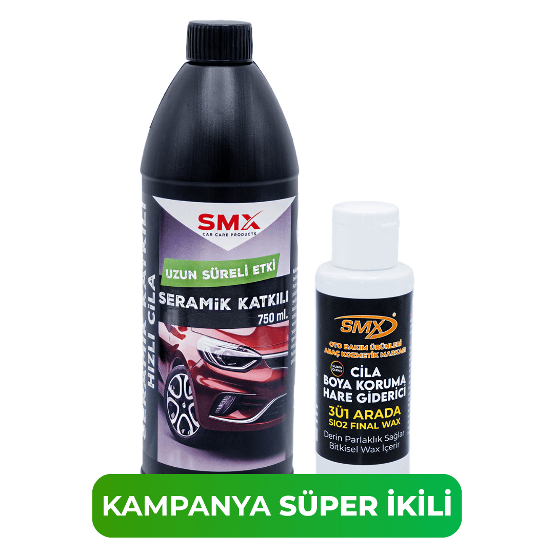 Seramik Katkılı Hızlı ve Pratik Cila 750ml.+ 3'Ü 1 Arada Cila-Boya Koruma-Hare Giderici 100 Ml