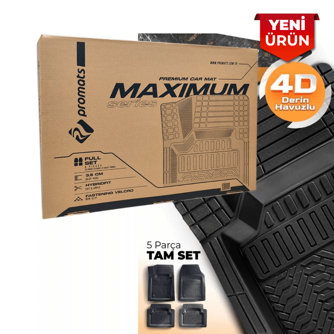 Maximum Serisi Universal Oto Paspas, Kaymaz Tabanlı Araba Paspası