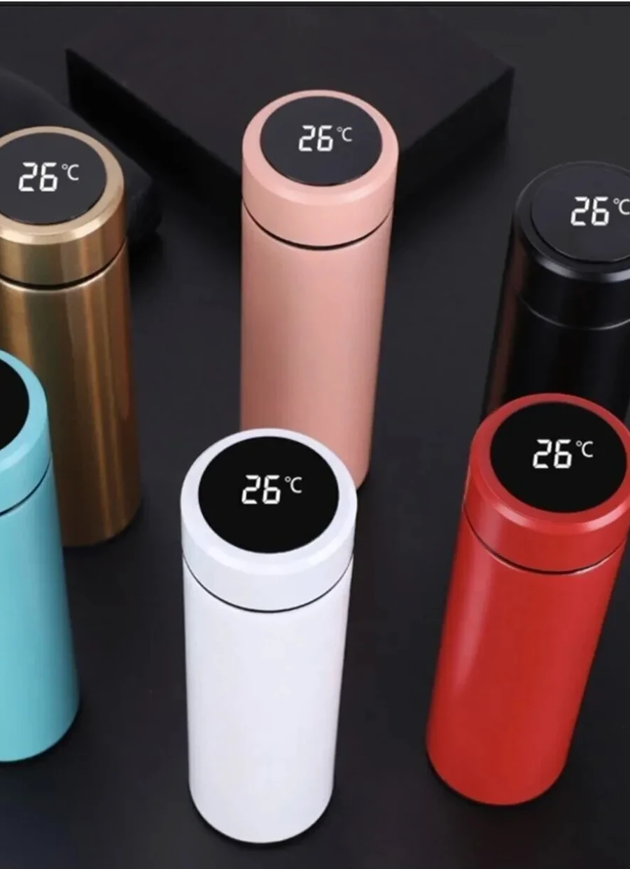 Dijital Sıcaklık Göstergeli Paslanmaz Çelik Termos 500ml
