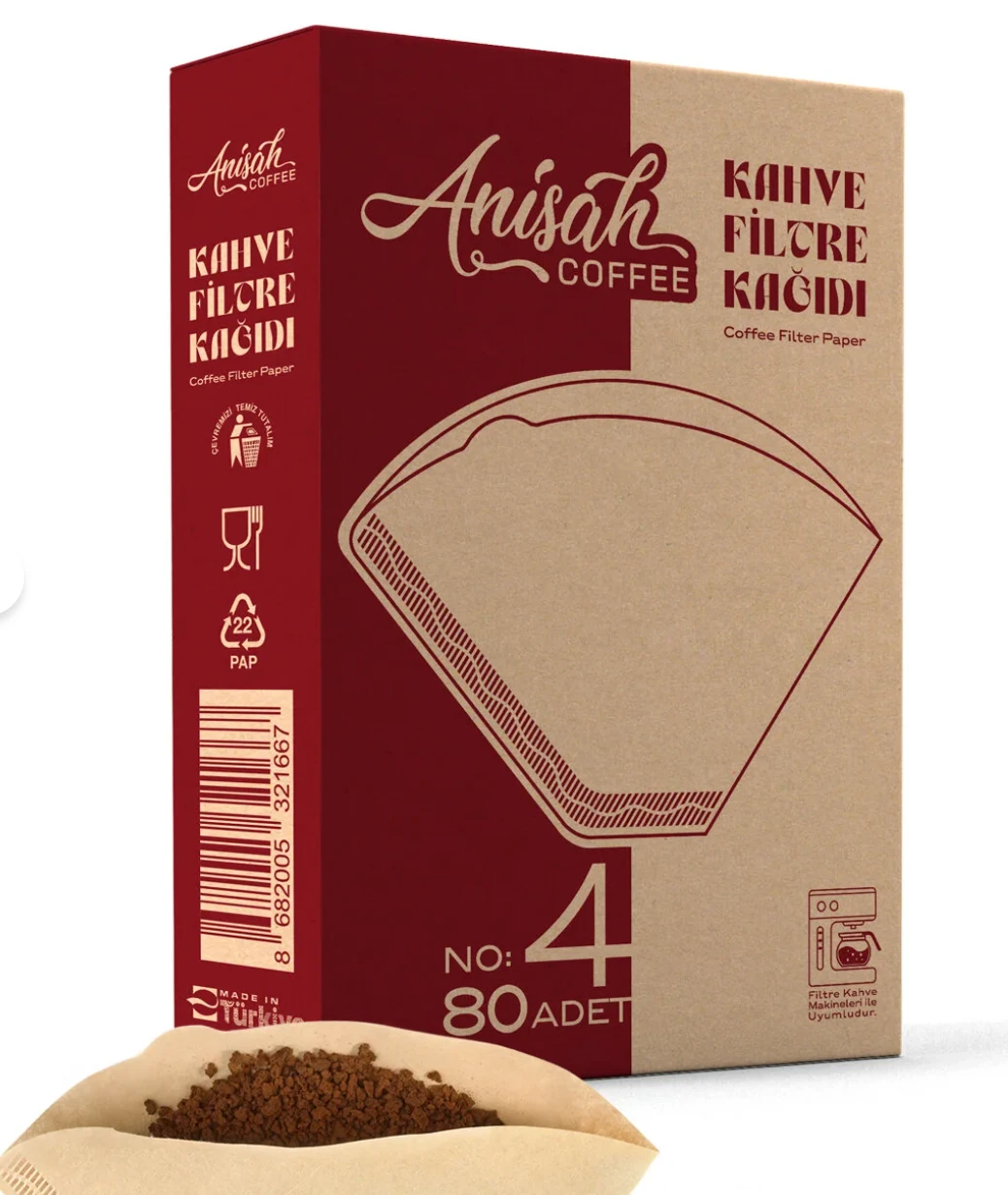 Coffee Filtre Kahve Kağıdı 4 Numara (80 Adet) | Kokusuz | Kimyasalsız | Doğa Dostu | Yırtılmaz