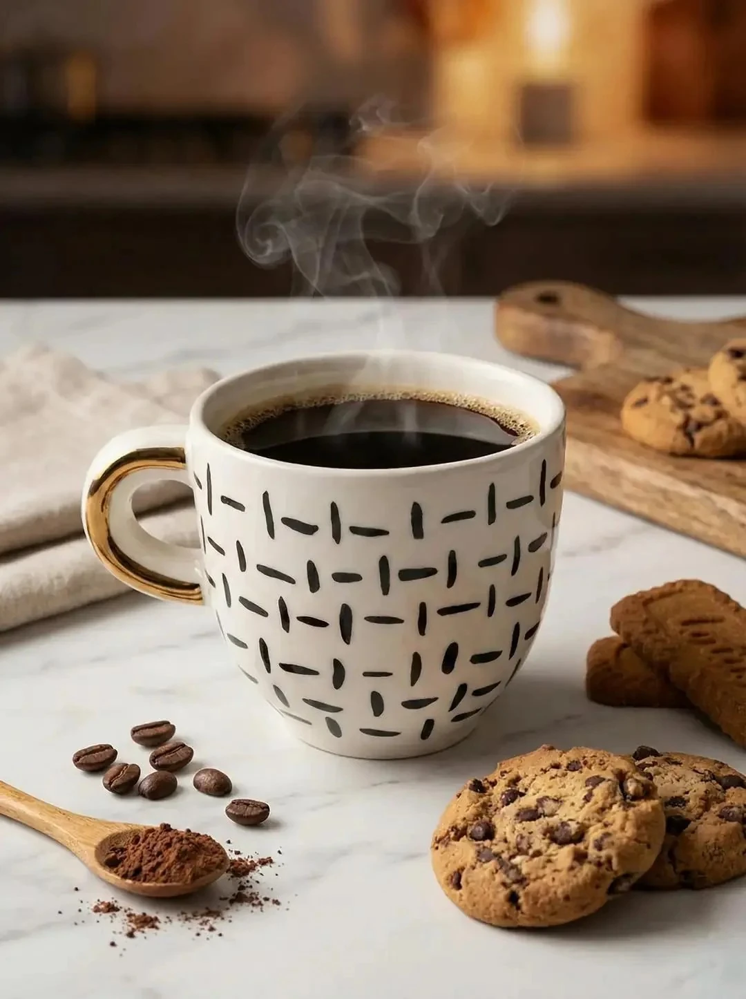 Özel Tasarım El Yapımı Seramik Bardak Siyah Çizgili