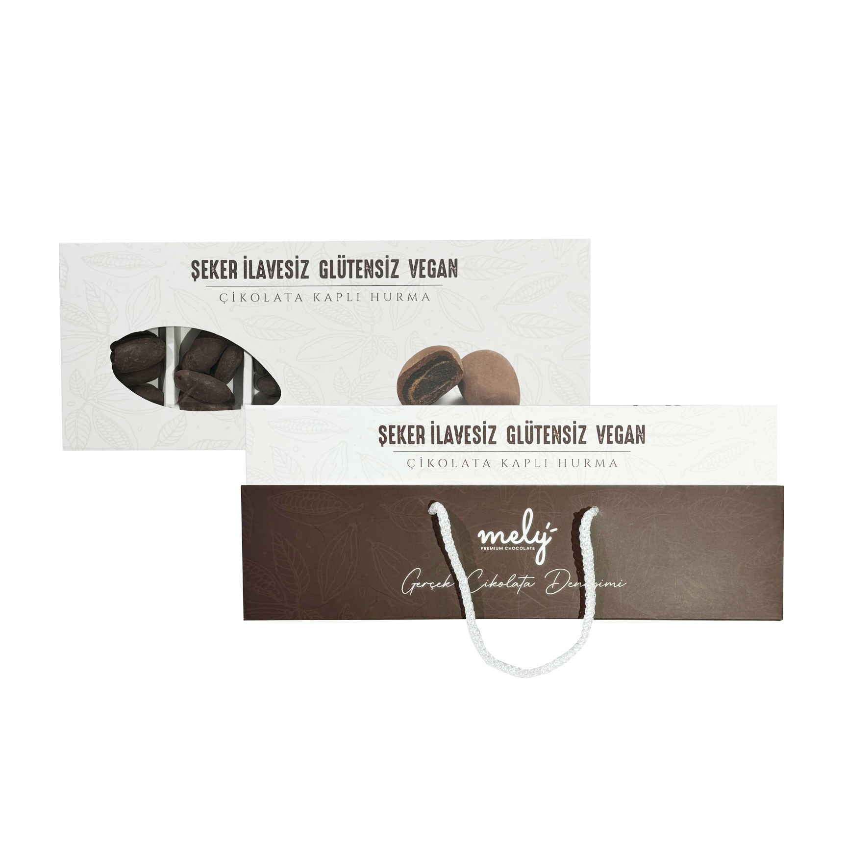 Çikolata Kaplı Hurma - Vegan 250g Beyaz Kutu.
