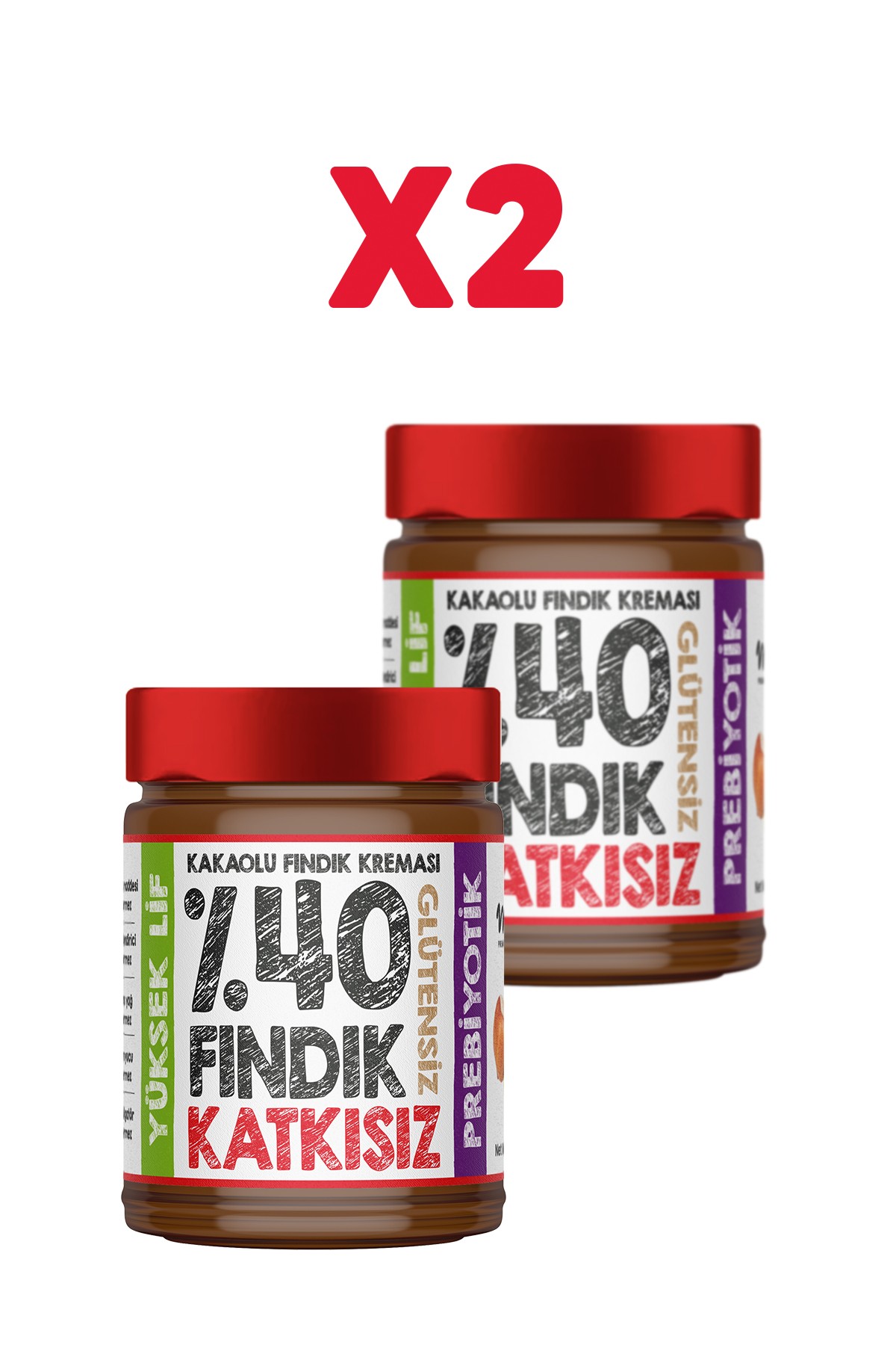  %40 Kakaolu Fındık Kreması 330 gr X2