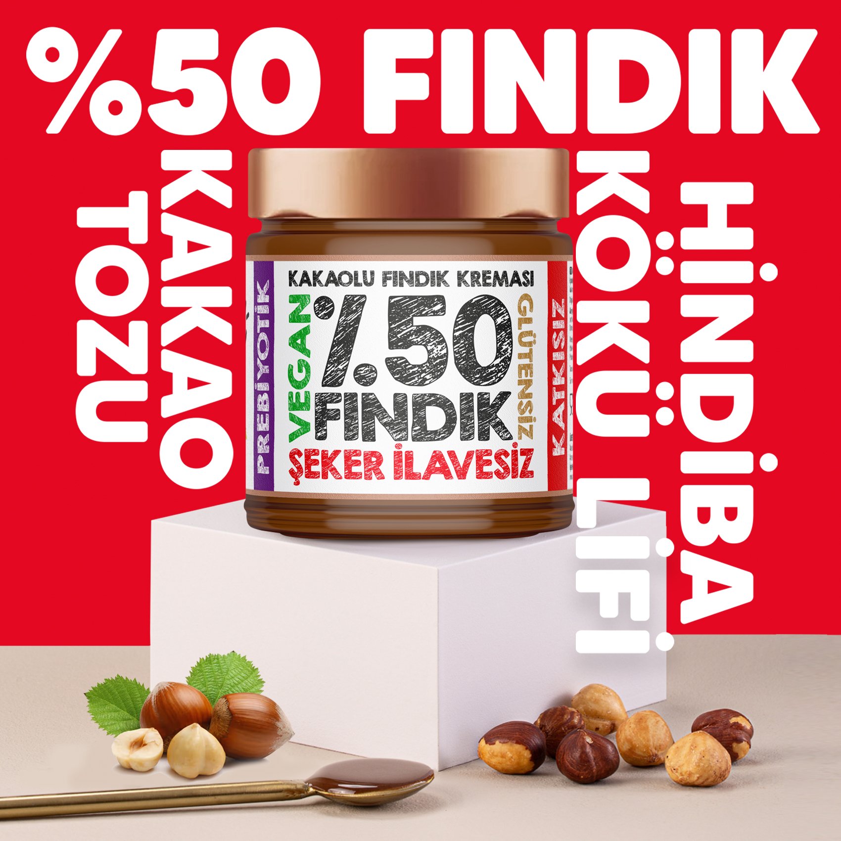 %50 Fındıklı Kakaolu Fındık Kreması - Sadece 3 Ham Madde İle Üretilmiştir