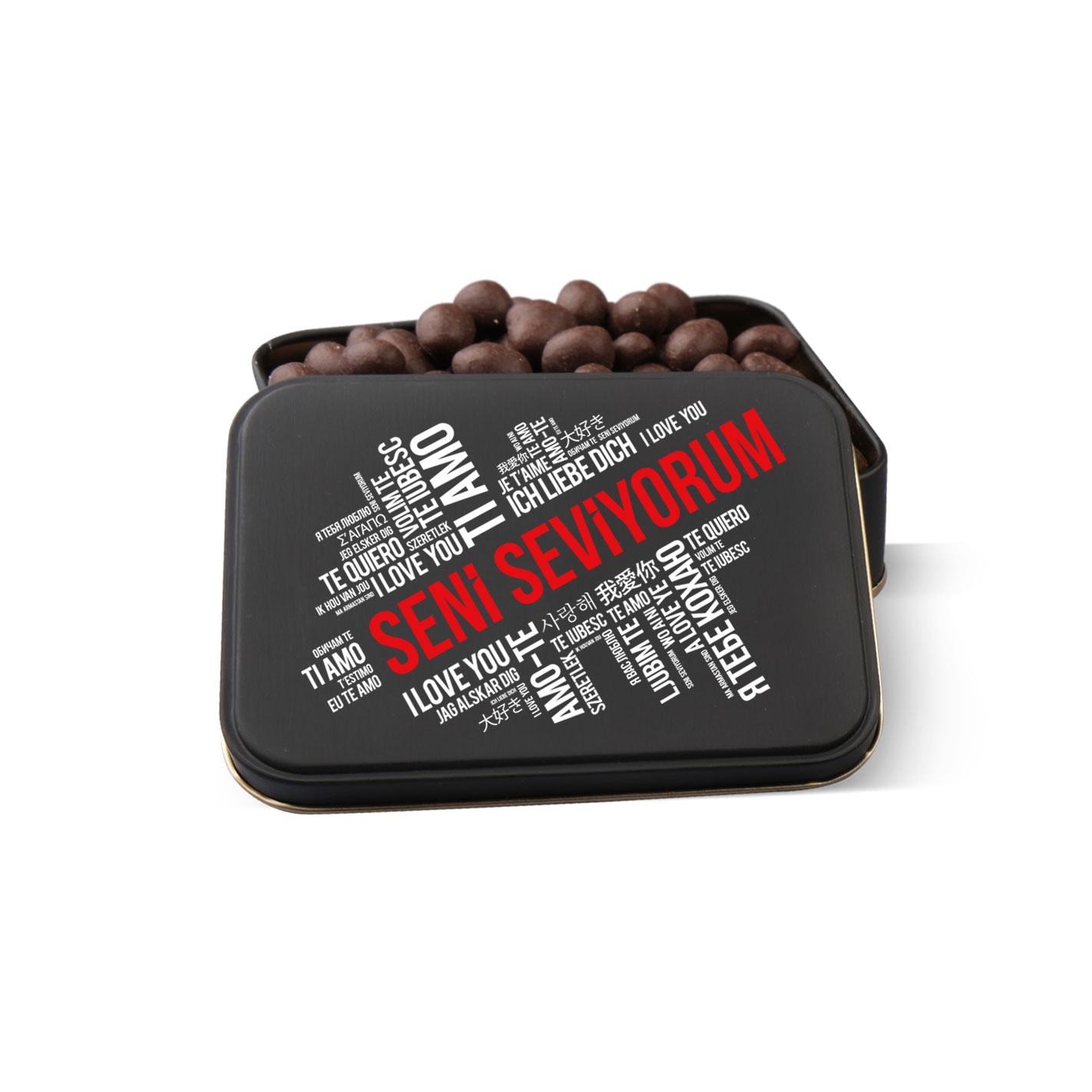 Baskılı Kare Metal Kutuda Karışık Çikolata 150 g