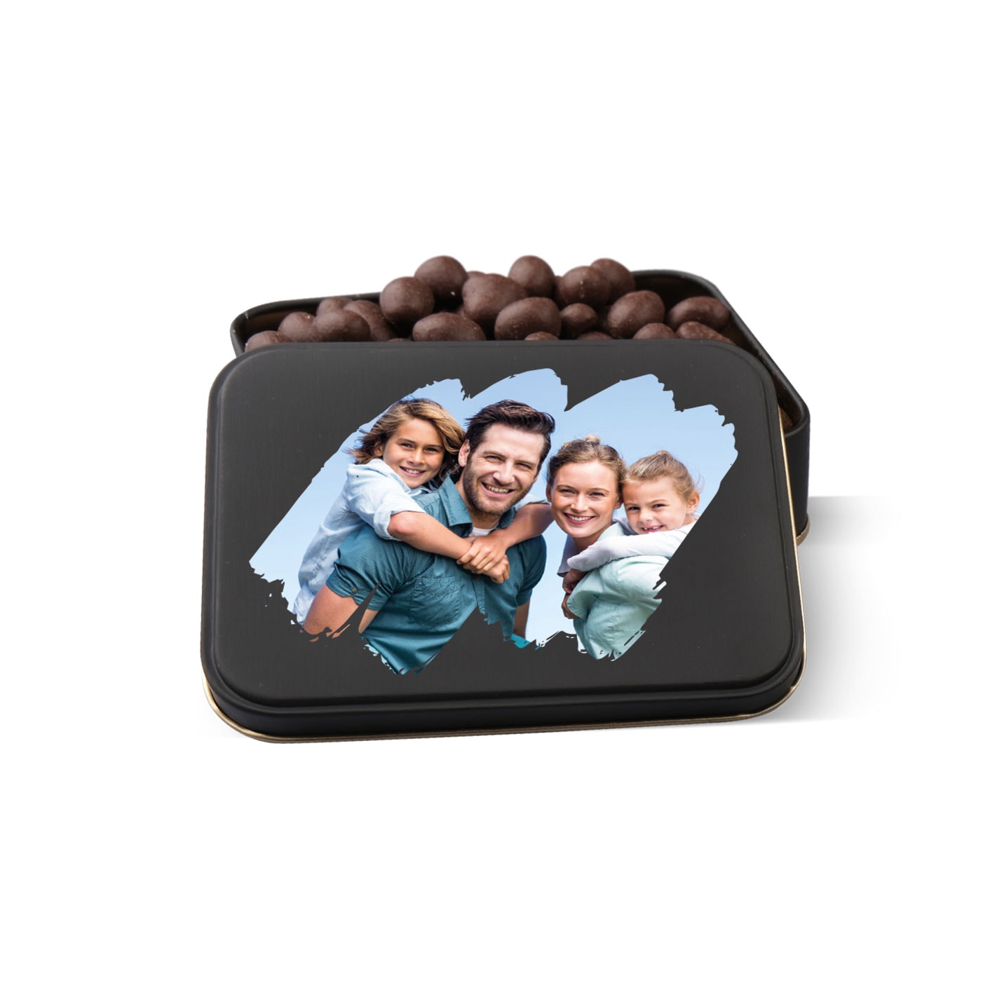 Baskılı Kare Metal Kutuda Karışık Çikolata 150 g