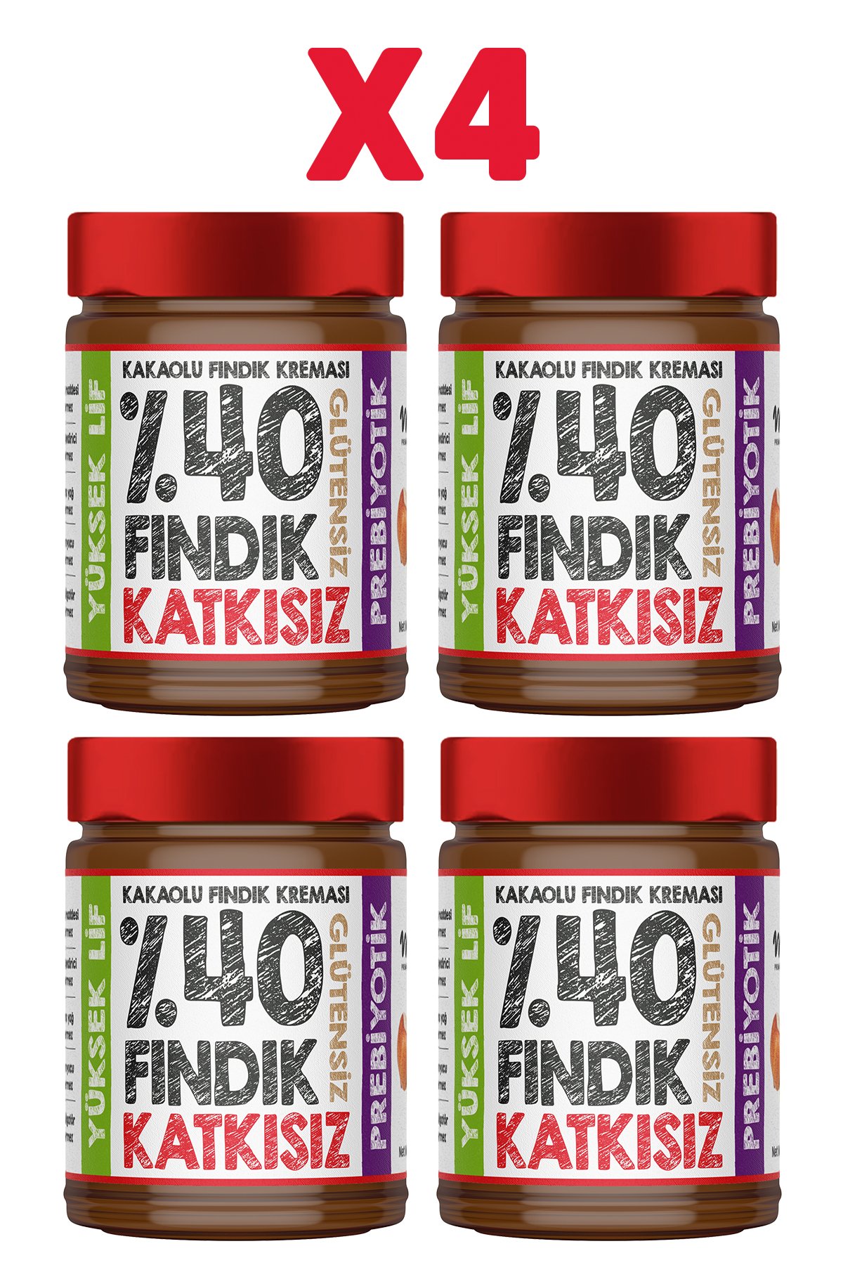  %40 Kakaolu Fındık Kreması 330 gr X4