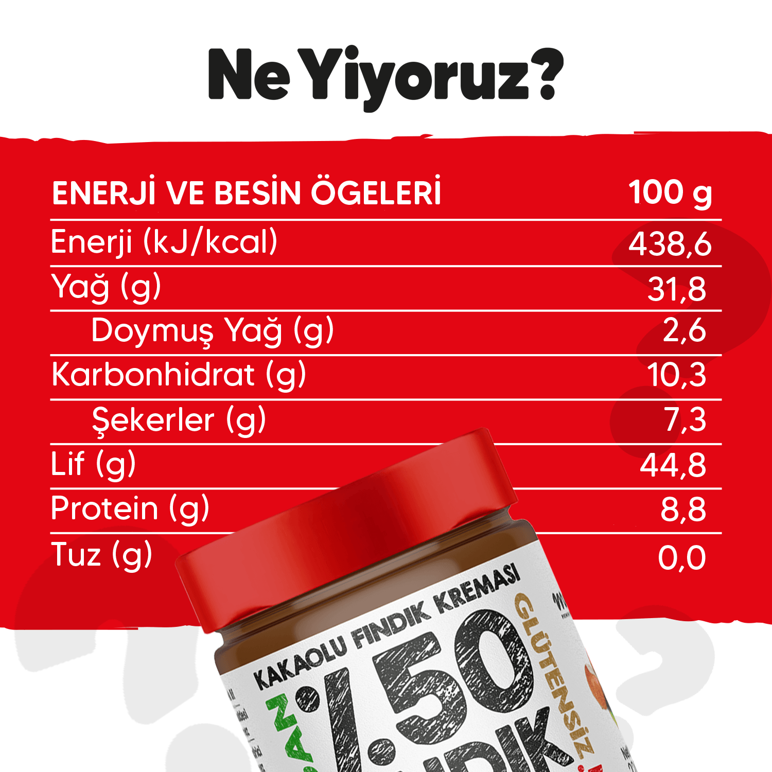 %50 Fındıklı Kakaolu Fındık Kreması - Sadece 3 Ham Madde İle Üretilmiştir - 3 ADET