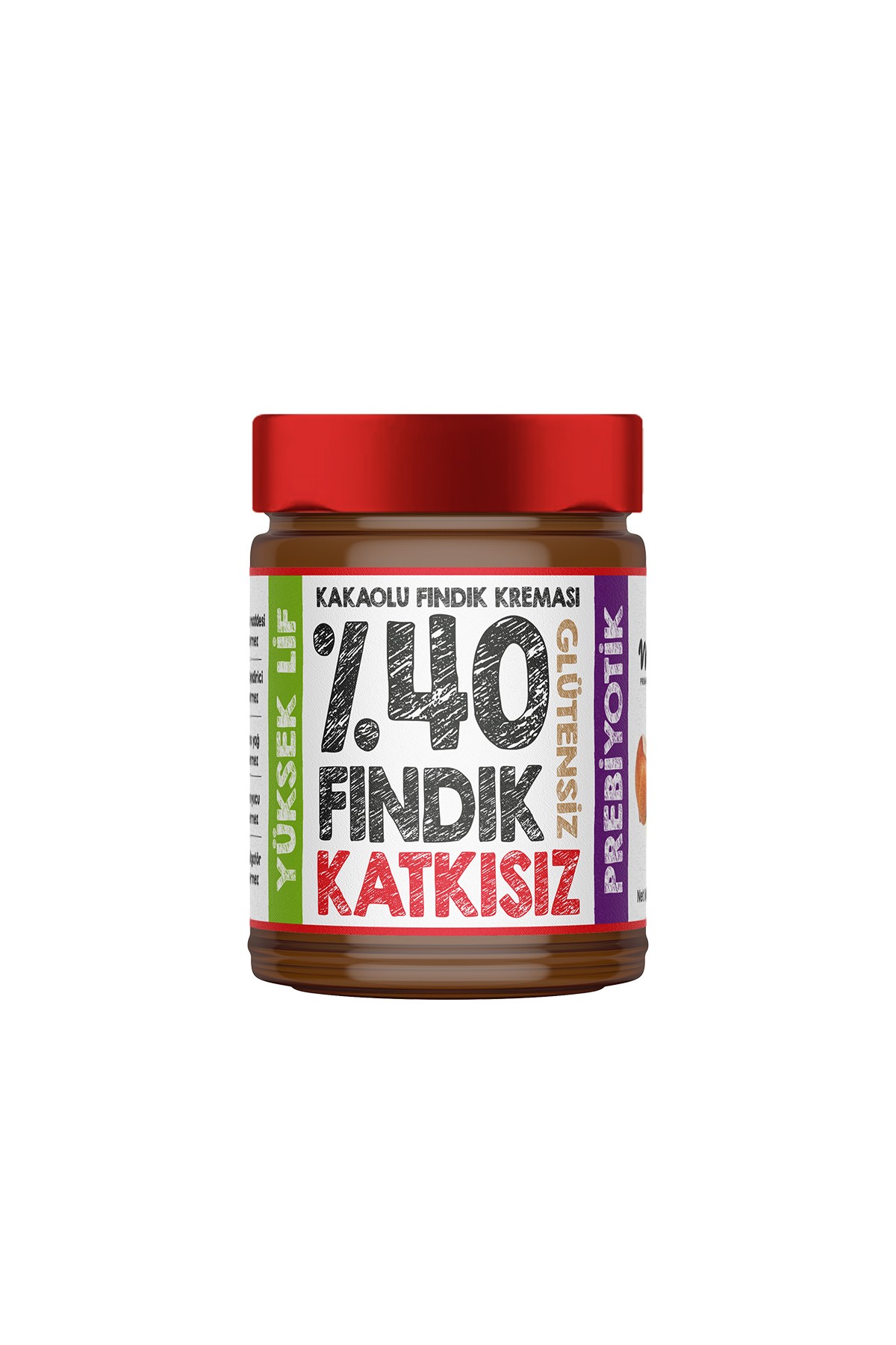%40 Kakaolu Fındık Kreması Glütensiz , Yüksek Lif 330g 